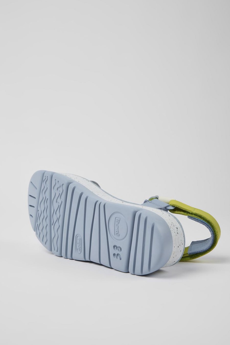 Sandalias Camper Oruga Up Cuero Mujer Azules | OLWRV-1983