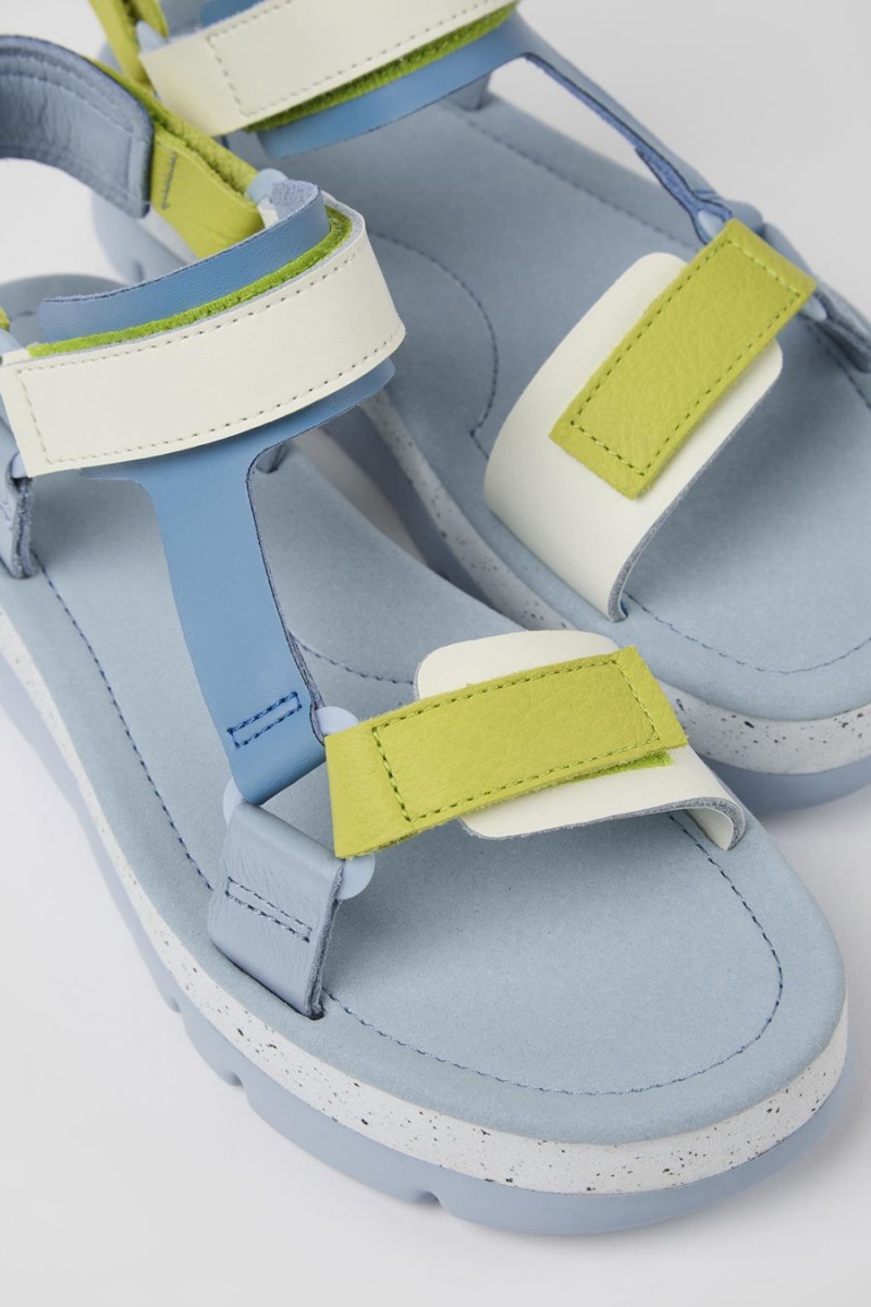 Sandalias Camper Oruga Up Cuero Mujer Azules | OLWRV-1983