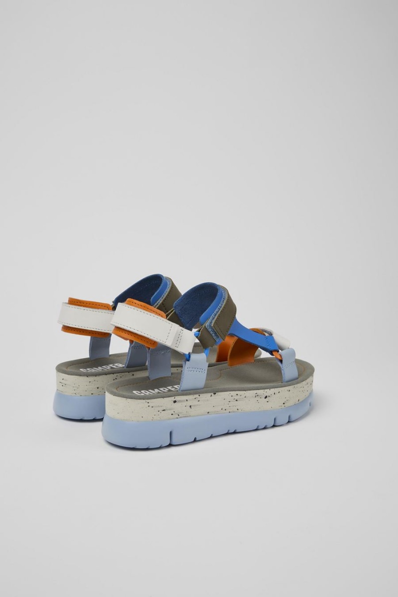 Sandalias Camper Oruga Up Cuero Mujer Azules | TWRZC-9413
