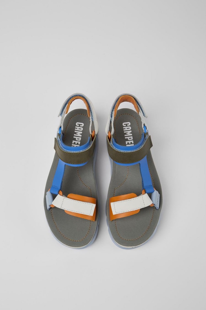 Sandalias Camper Oruga Up Cuero Mujer Azules | TWRZC-9413