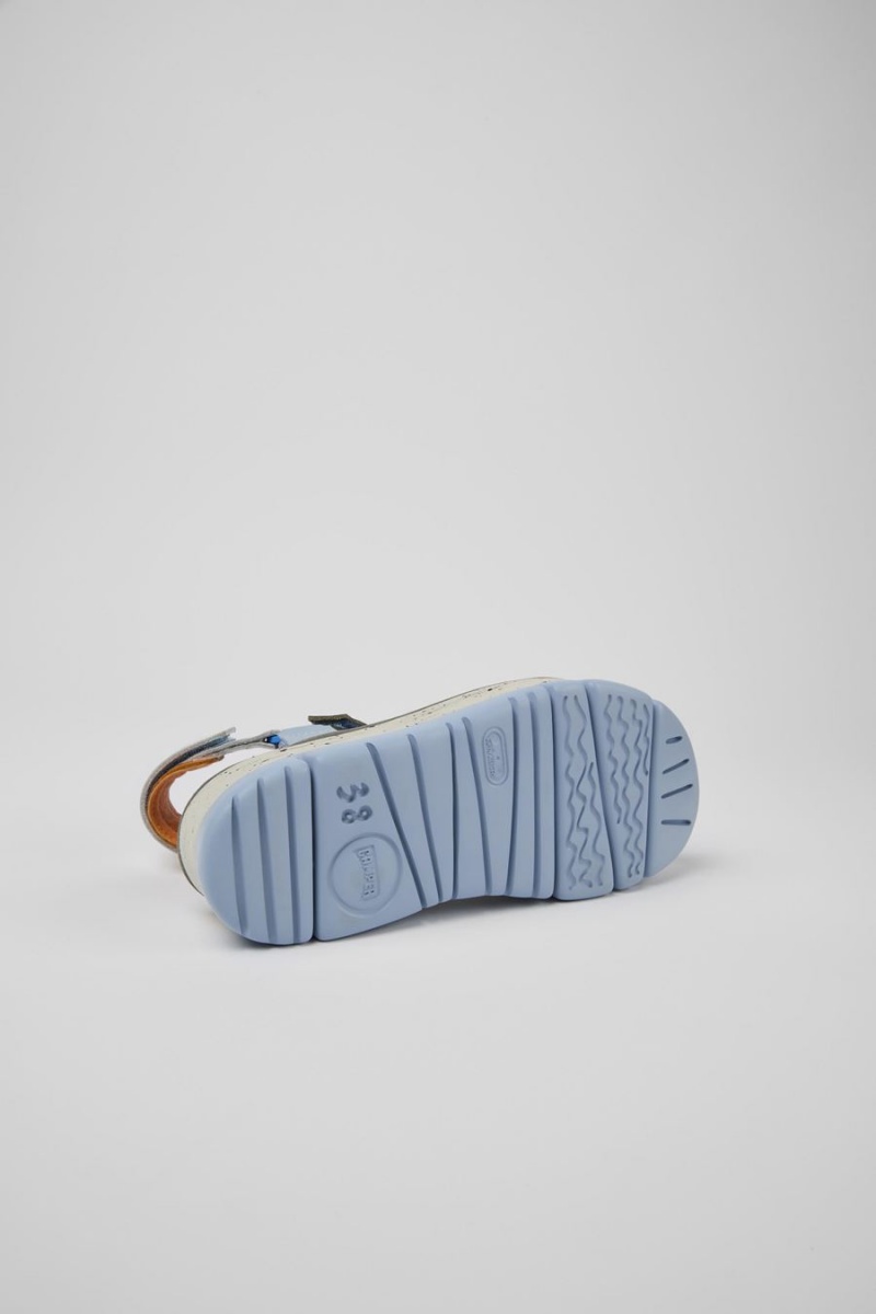 Sandalias Camper Oruga Up Cuero Mujer Azules | TWRZC-9413