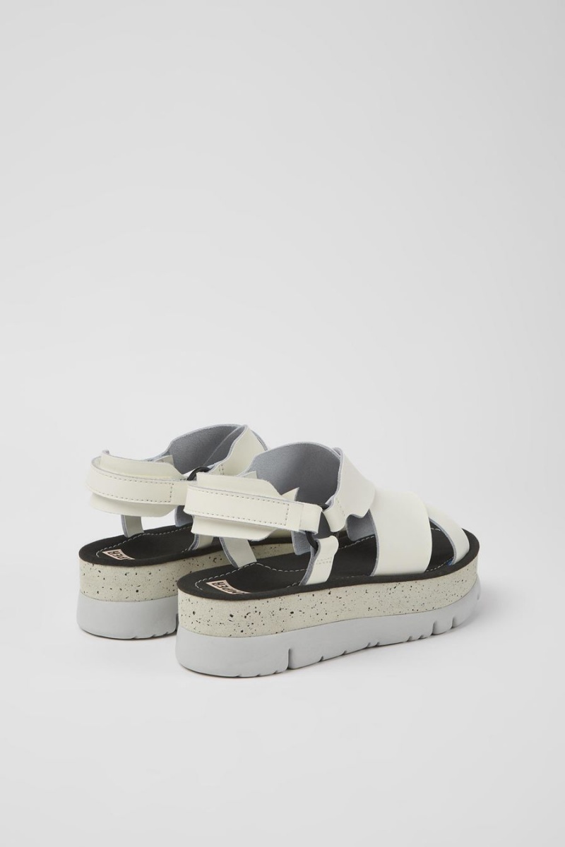 Sandalias Camper Oruga Up Cuero Mujer Blancas | ZEAFD-2047