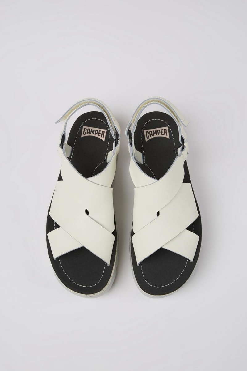 Sandalias Camper Oruga Up Cuero Mujer Blancas | ZEAFD-2047