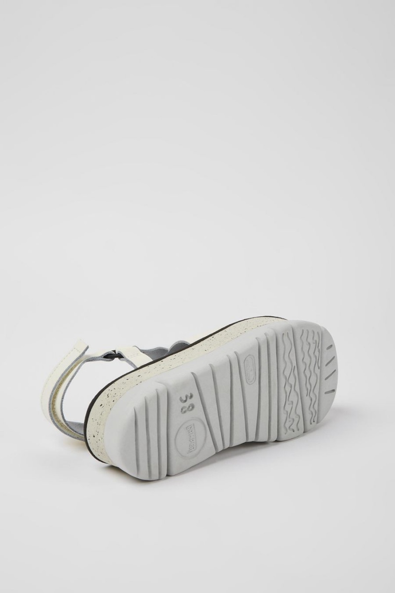Sandalias Camper Oruga Up Cuero Mujer Blancas | ZEAFD-2047