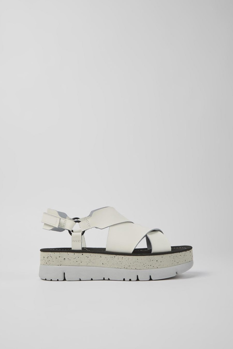 Sandalias Camper Oruga Up Cuero Mujer Blancas | ZEAFD-2047