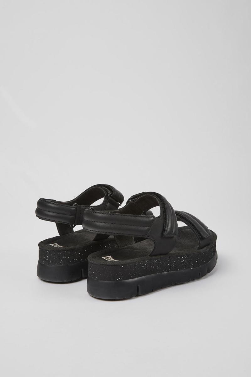 Sandalias Camper Oruga Up Cuero Mujer Negras | FKBQI-1853