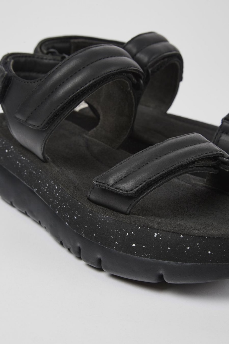 Sandalias Camper Oruga Up Cuero Mujer Negras | FKBQI-1853
