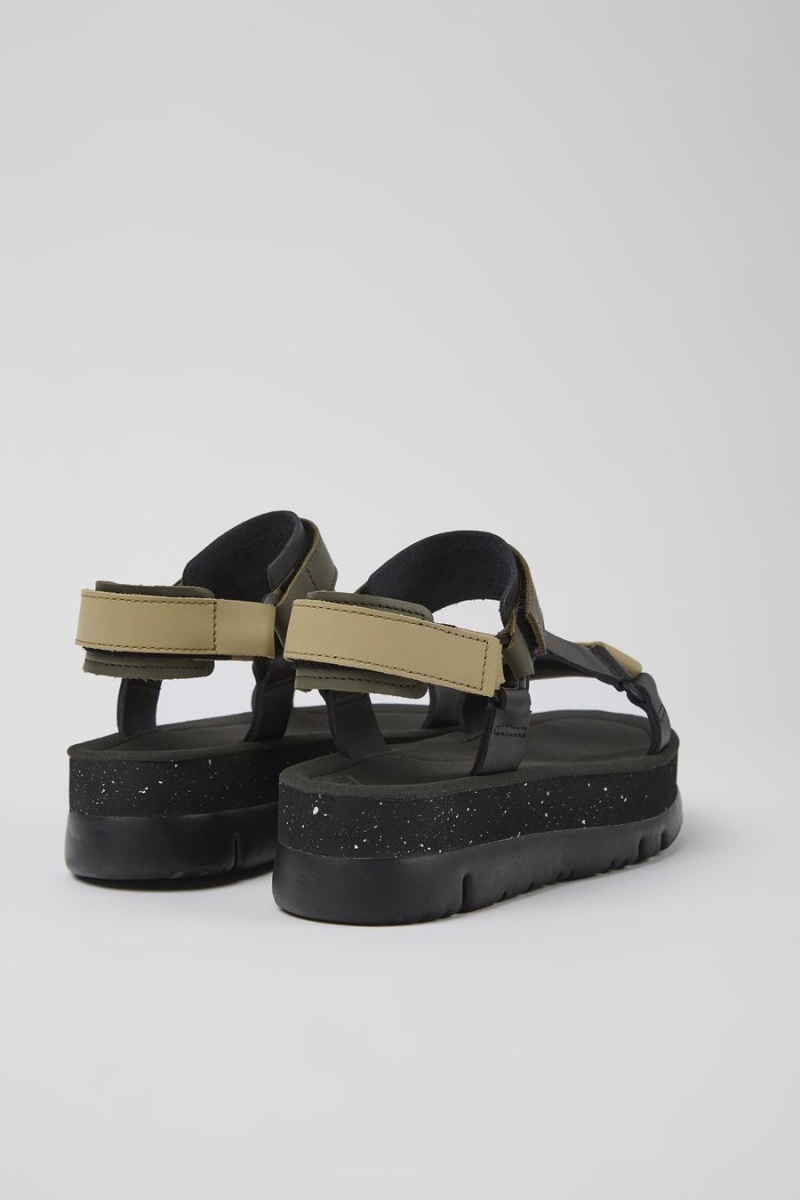 Sandalias Camper Oruga Up Cuero Mujer Negras | JWOTY-2713