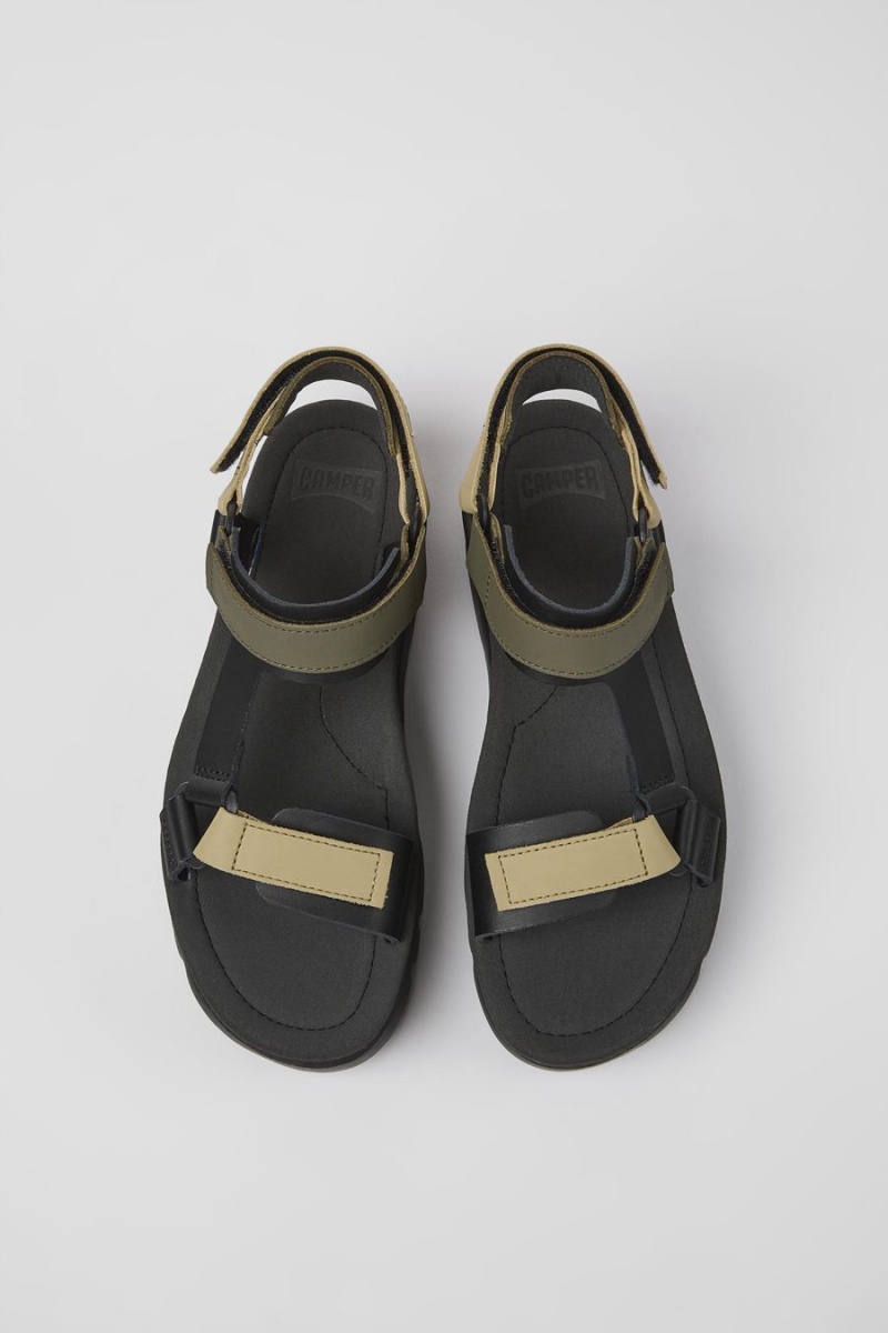 Sandalias Camper Oruga Up Cuero Mujer Negras | JWOTY-2713