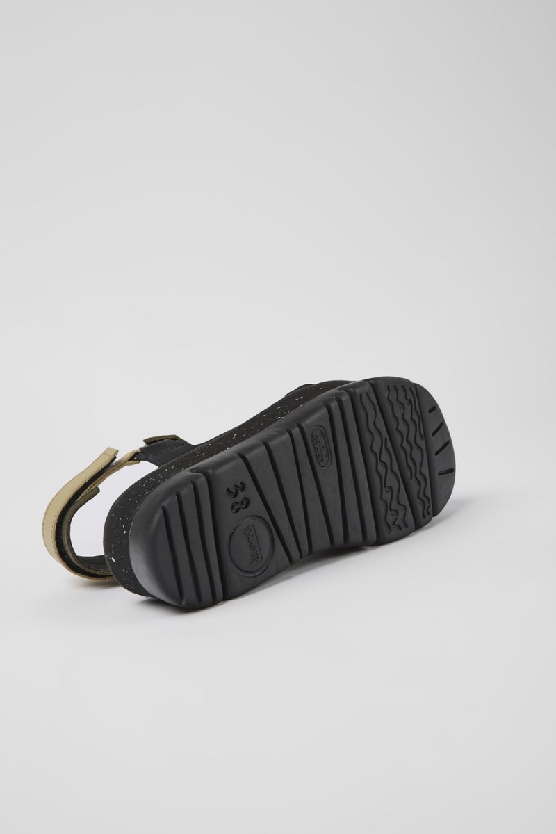 Sandalias Camper Oruga Up Cuero Mujer Negras | JWOTY-2713