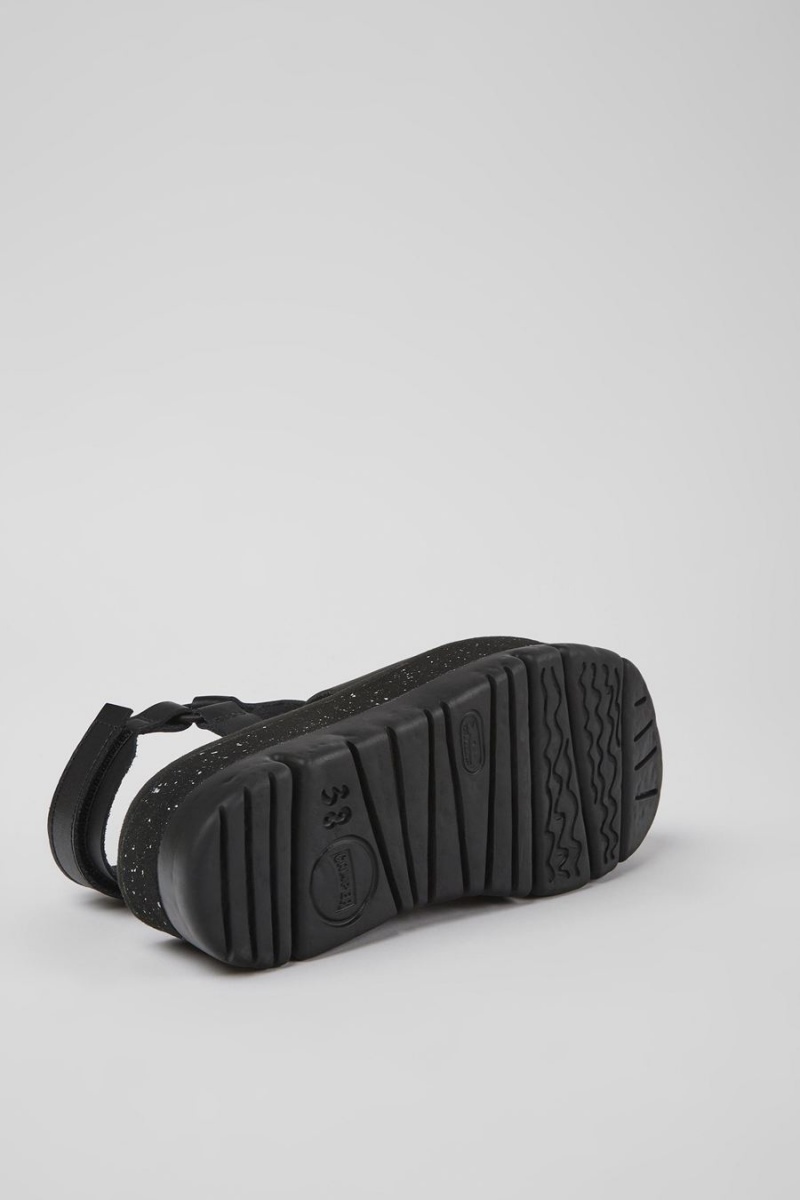 Sandalias Camper Oruga Up Cuero Mujer Negras | KNHJS-5941