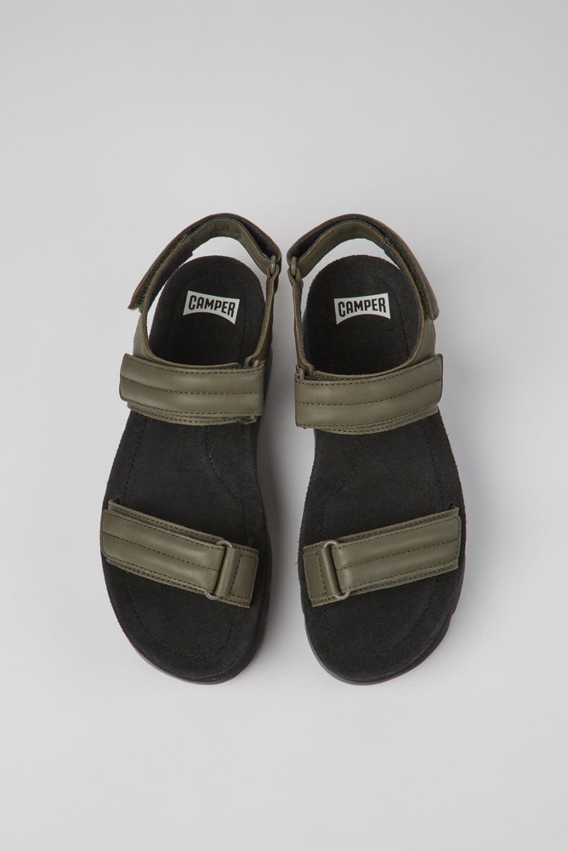 Sandalias Camper Oruga Up Cuero Mujer Verde | TWGDA-6824