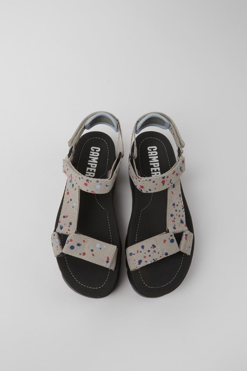 Sandalias Camper Oruga Up Recycled Pet Mujer Negras | IQOHV-3625