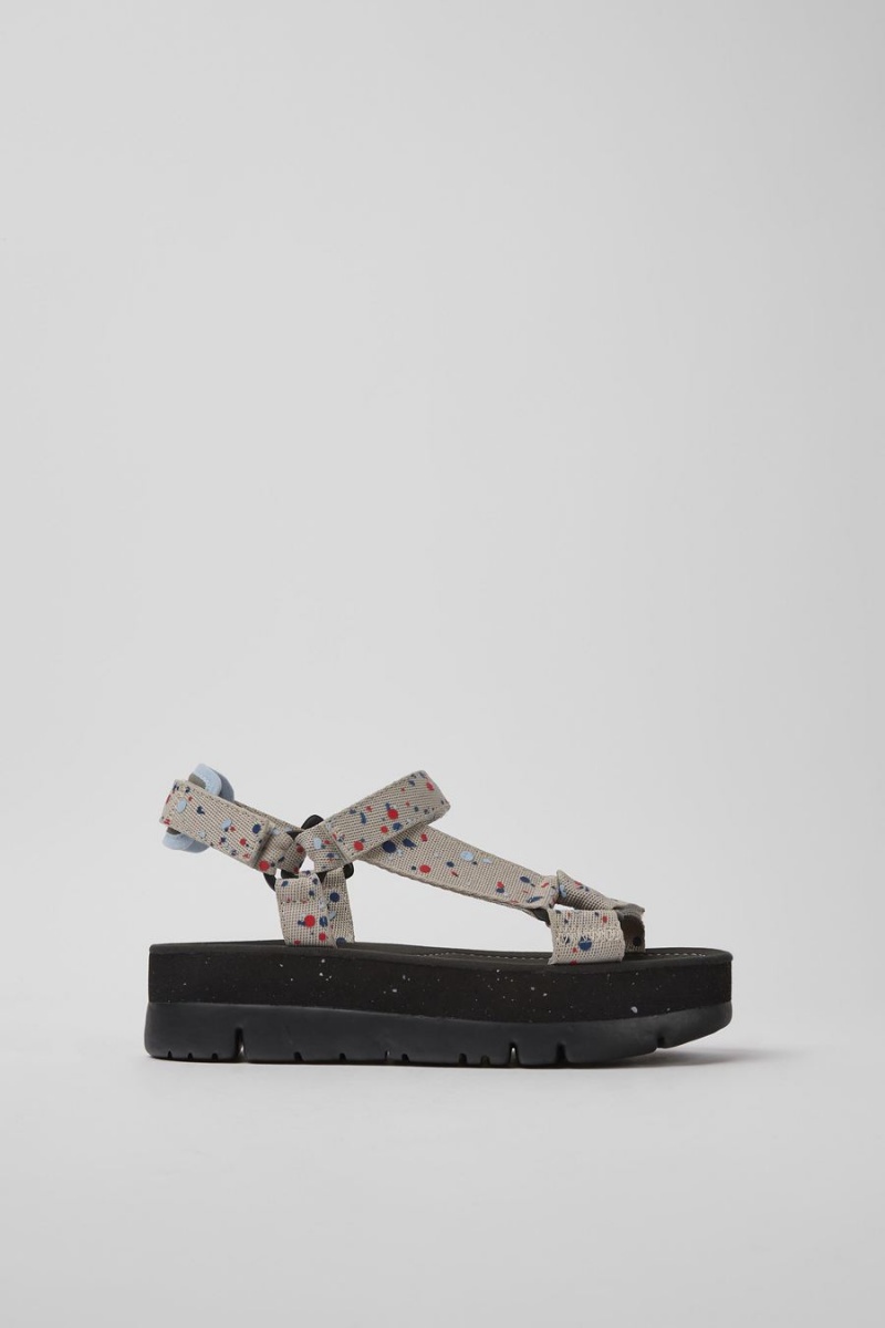 Sandalias Camper Oruga Up Recycled Pet Mujer Negras | IQOHV-3625