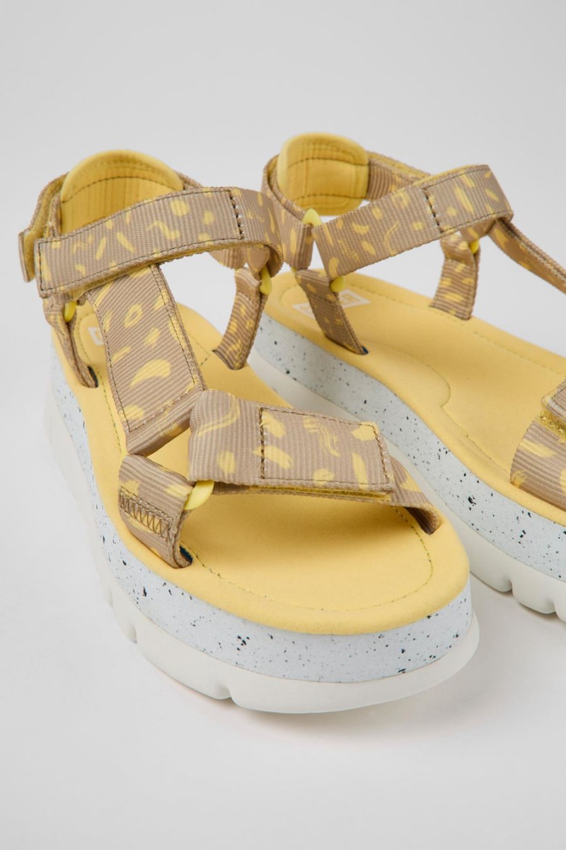 Sandalias Camper Oruga Up Textil Mujer Amarillo | RHBIU-8954