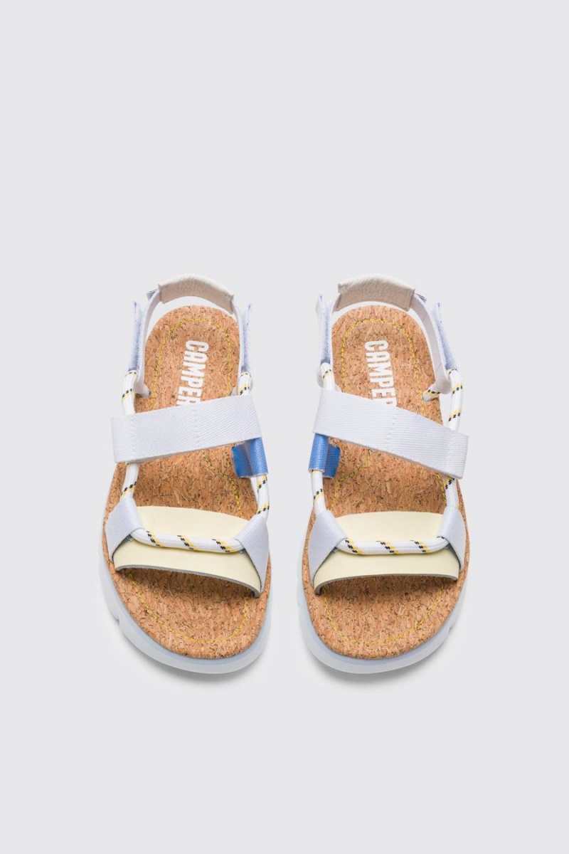 Sandalias Camper Oruga Velcro Mujer Blancas | KVWNF-7146