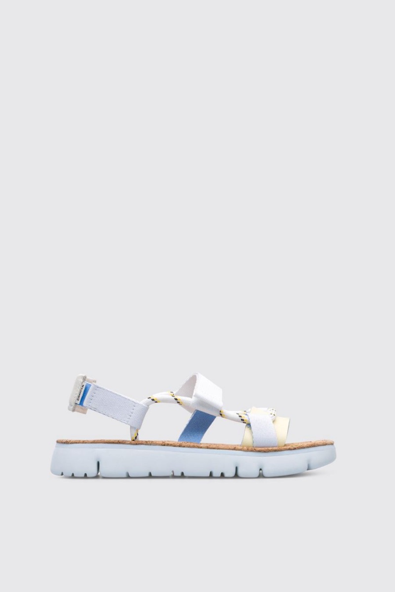 Sandalias Camper Oruga Velcro Mujer Blancas | KVWNF-7146
