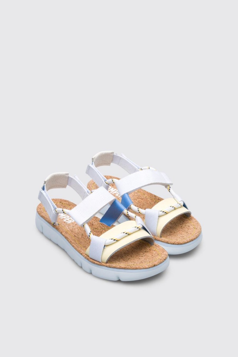 Sandalias Camper Oruga Velcro Mujer Blancas | KVWNF-7146