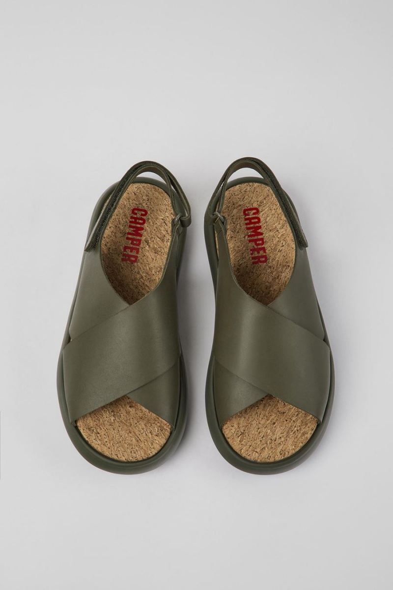 Sandalias Camper Pelotas Flota Cuero Mujer Verde | UGMWA-2086