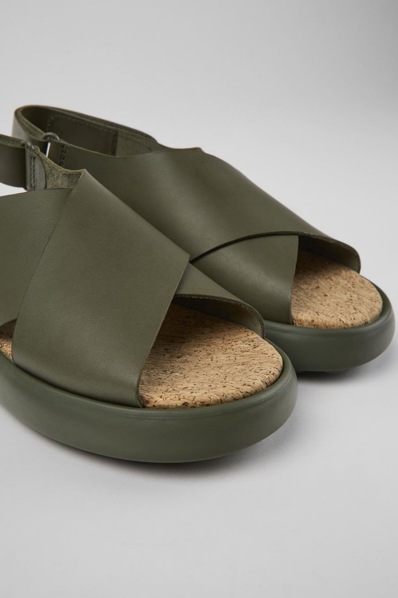 Sandalias Camper Pelotas Flota Cuero Mujer Verde | UGMWA-2086