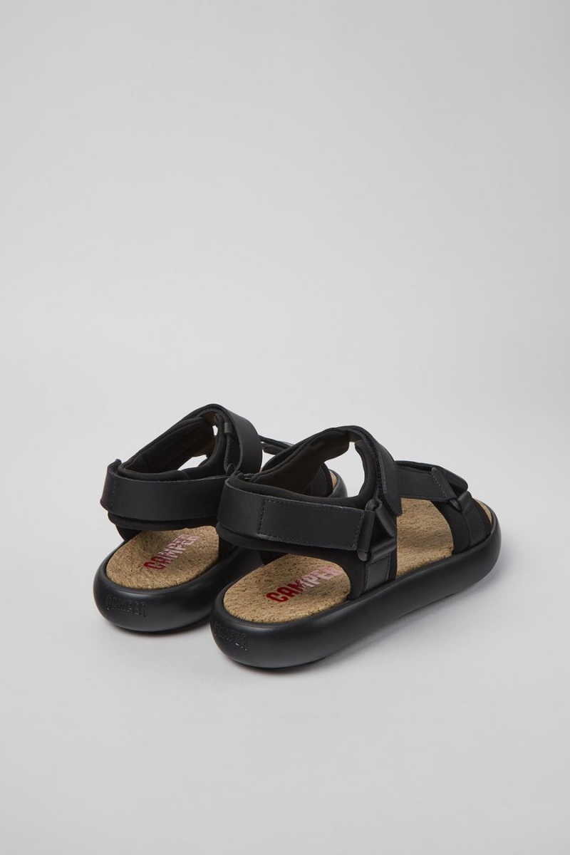 Sandalias Camper Pelotas Flota Cuero Textil Hombre Negras | TBPVN-7360