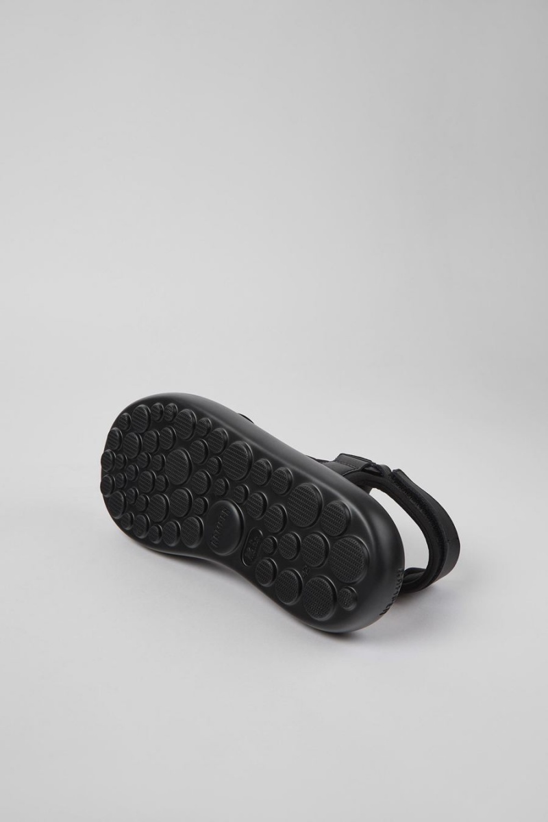 Sandalias Camper Pelotas Flota Cuero Textil Hombre Negras | TBPVN-7360