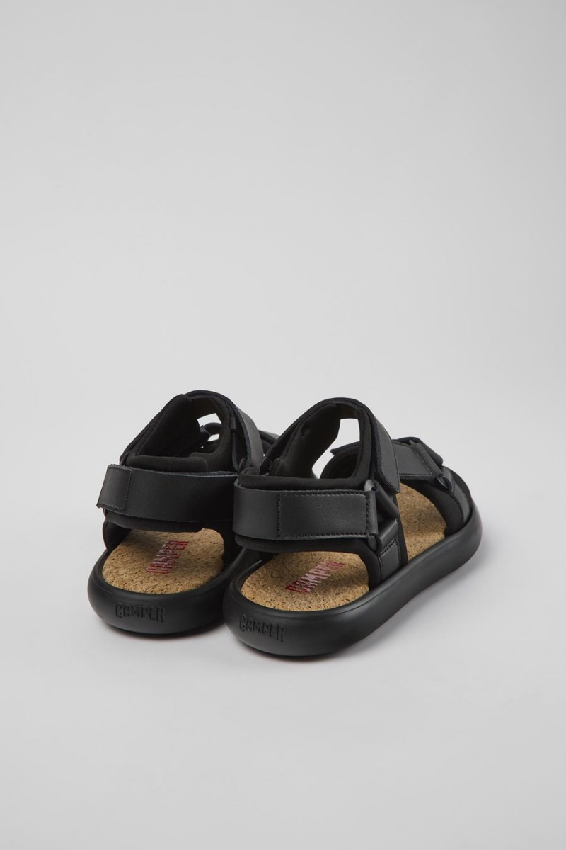 Sandalias Camper Pelotas Flota Cuero Textil Mujer Negras | IBASE-7583