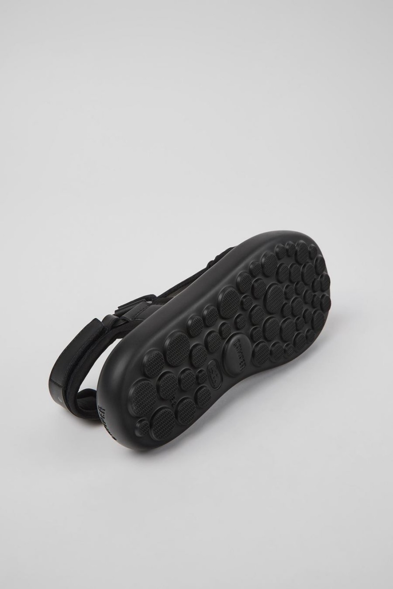 Sandalias Camper Pelotas Flota Cuero Textil Mujer Negras | IBASE-7583