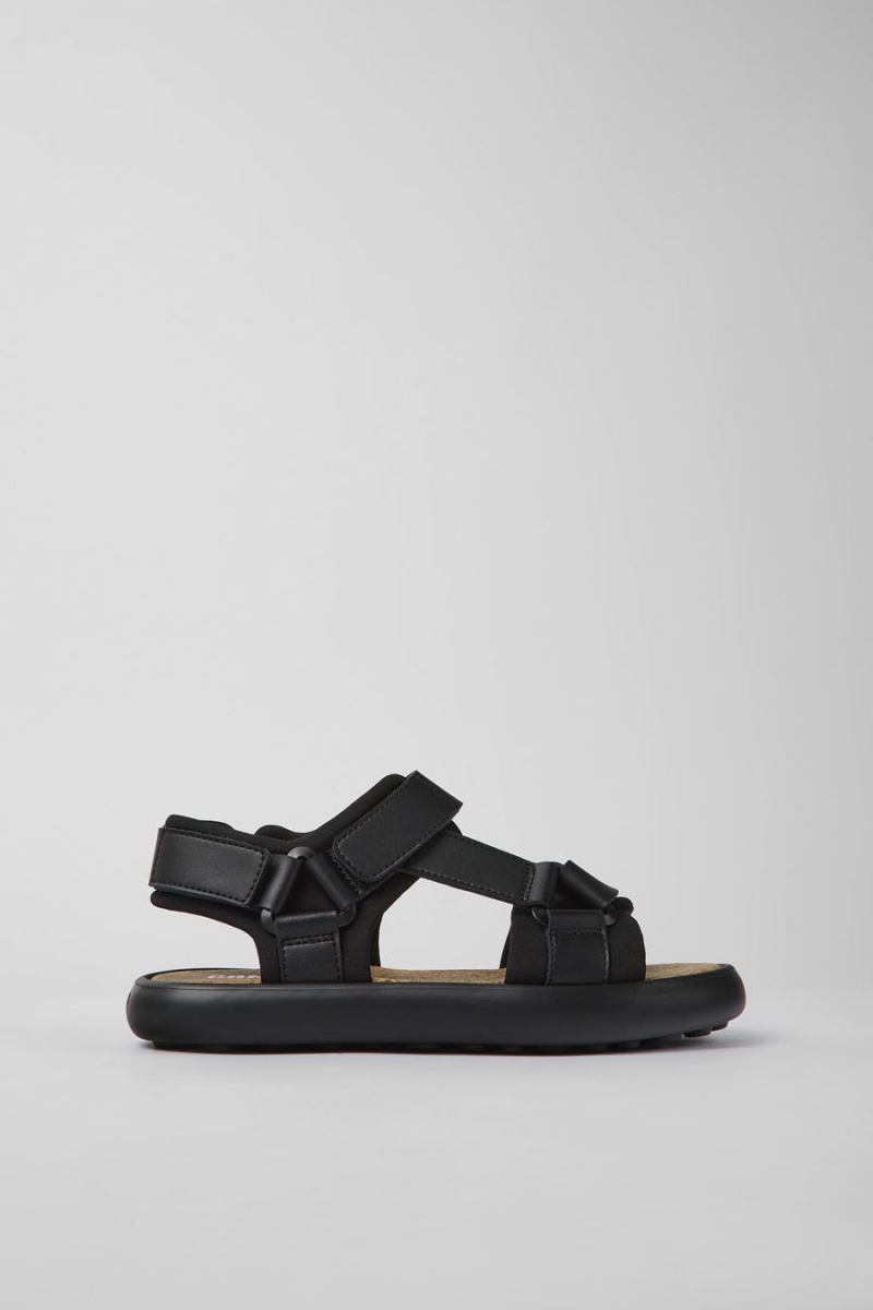 Sandalias Camper Pelotas Flota Cuero Textil Mujer Negras | IBASE-7583