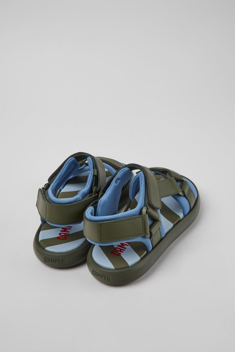 Sandalias Camper Pelotas Flota Cuero Textil Mujer Verde | DPOJU-4536