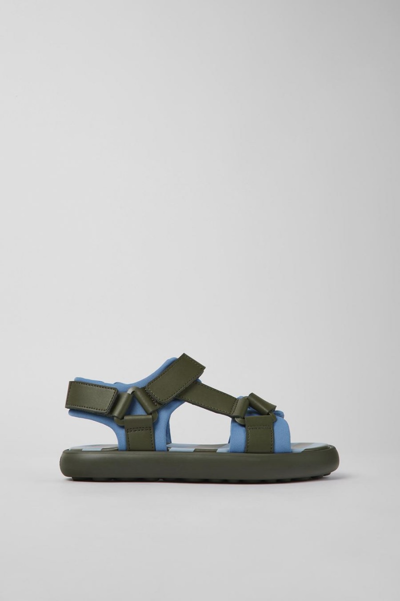 Sandalias Camper Pelotas Flota Cuero Textil Mujer Verde | DPOJU-4536