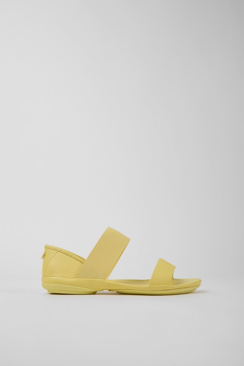 Sandalias Camper Right Cuero Mujer Amarillo | JEGUF-9184