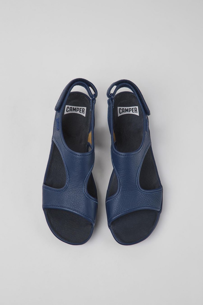 Sandalias Camper Right Cuero Mujer Azul Marino | GFUPQ-9284