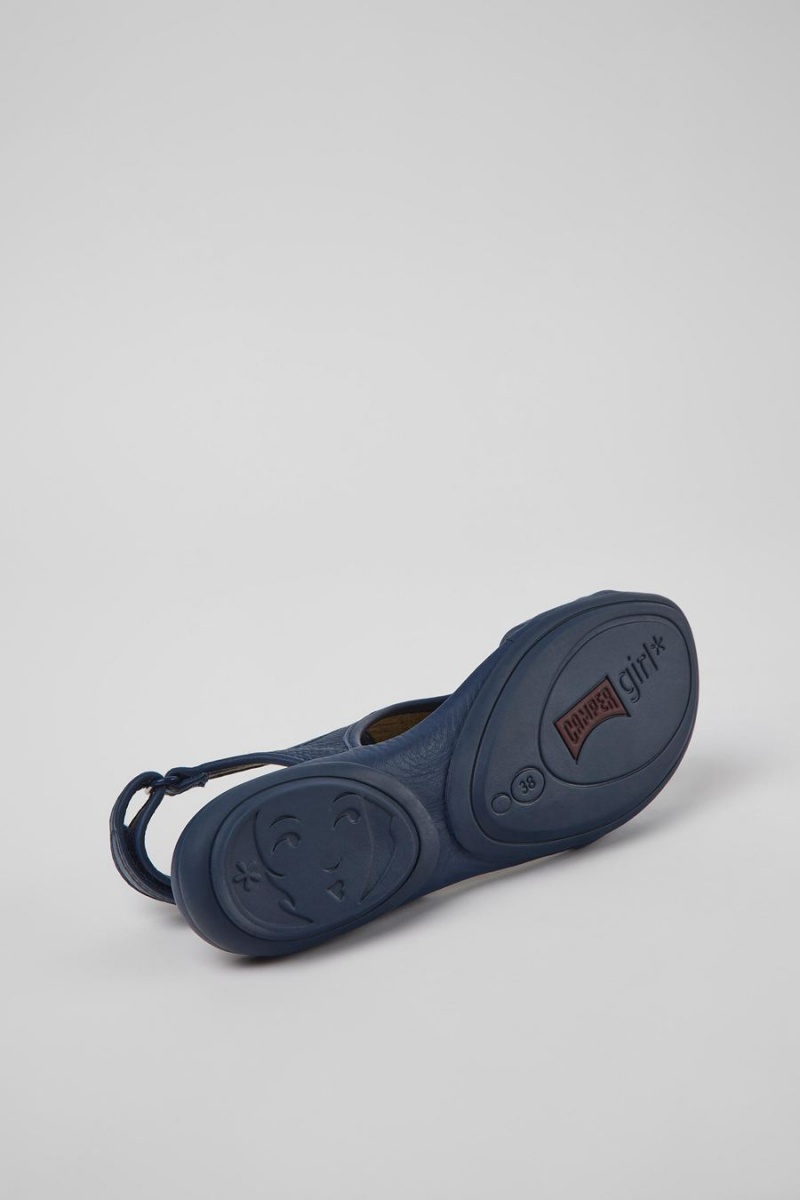 Sandalias Camper Right Cuero Mujer Azul Marino | GFUPQ-9284