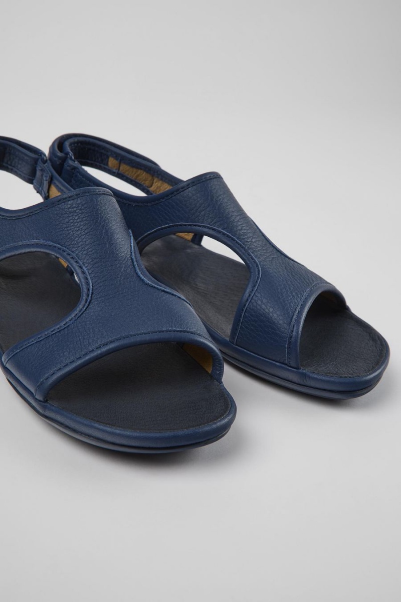 Sandalias Camper Right Cuero Mujer Azul Marino | GFUPQ-9284