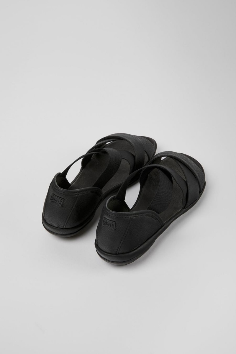 Sandalias Camper Right Cuero Mujer Negras | MCKRB-9540