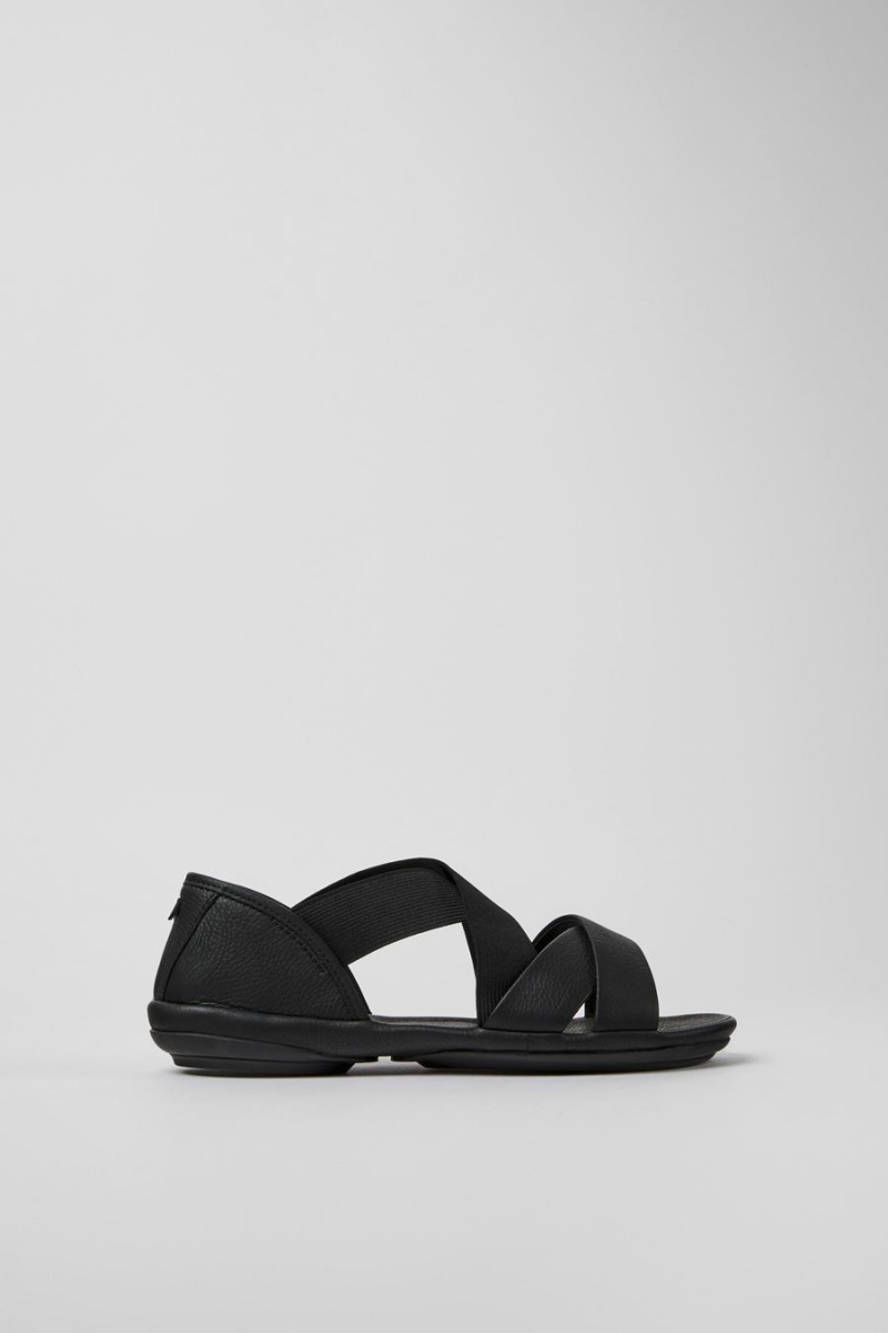 Sandalias Camper Right Cuero Mujer Negras | MCKRB-9540