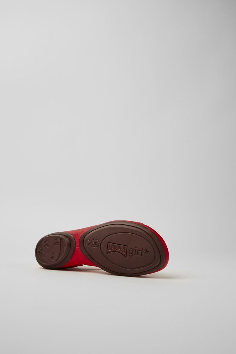 Sandalias Camper Right Cuero Mujer Rojas | BMXAN-5478