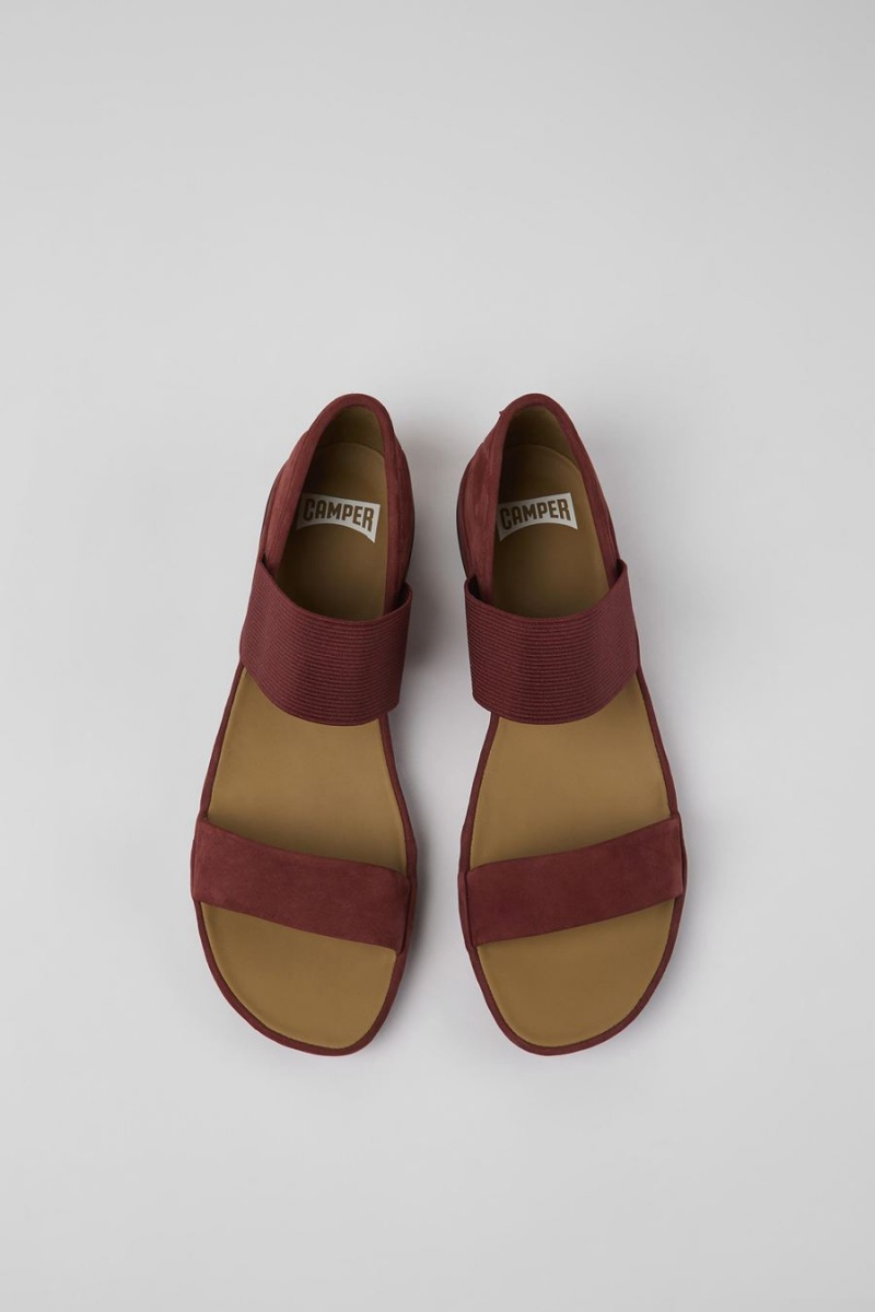Sandalias Camper Right Nubuck Mujer Burdeos | DKYTX-3219