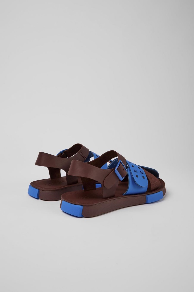 Sandalias Camper Set Cuero Hombre Burdeos | ZXTLU-0963