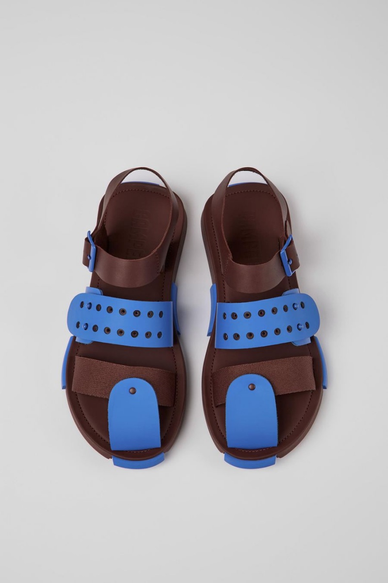 Sandalias Camper Set Cuero Hombre Burdeos | ZXTLU-0963
