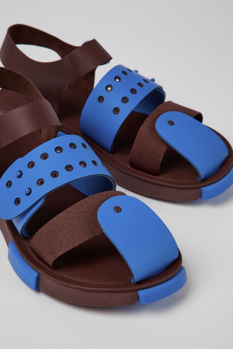 Sandalias Camper Set Cuero Hombre Burdeos | ZXTLU-0963