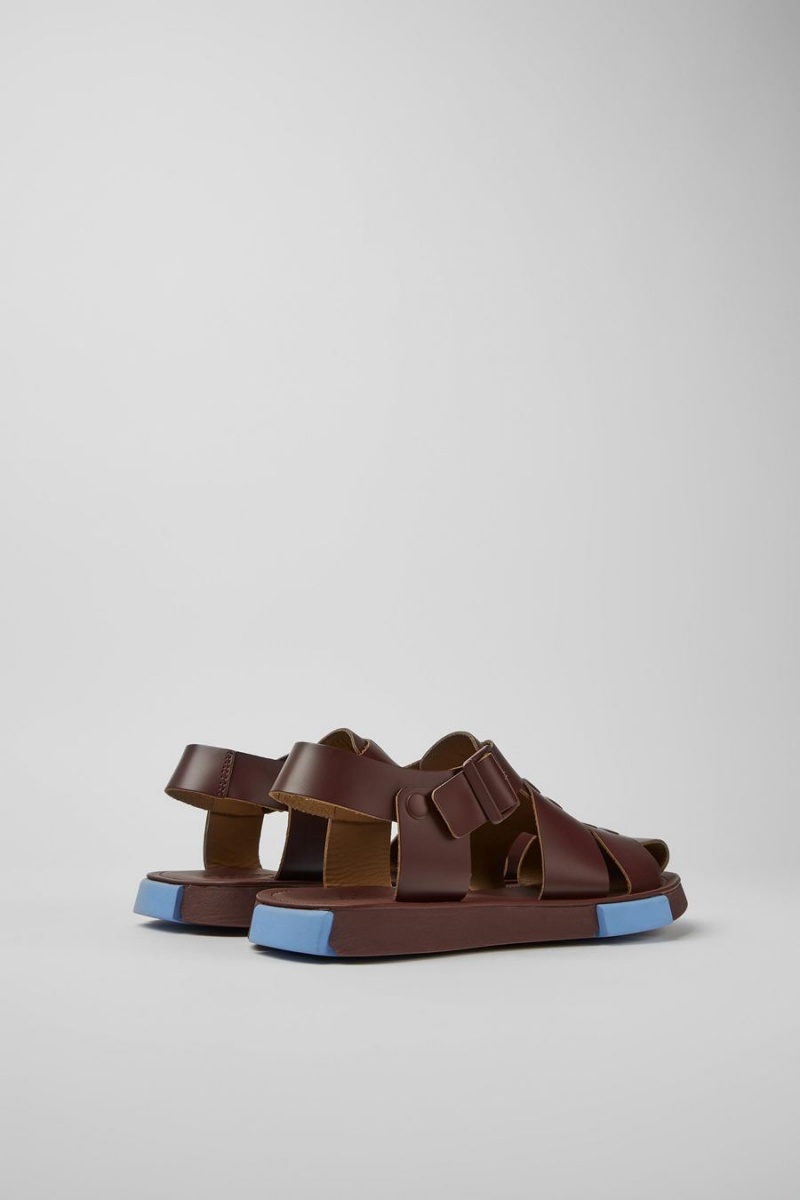 Sandalias Camper Set Cuero Hombre Burdeos | ODJTL-7153