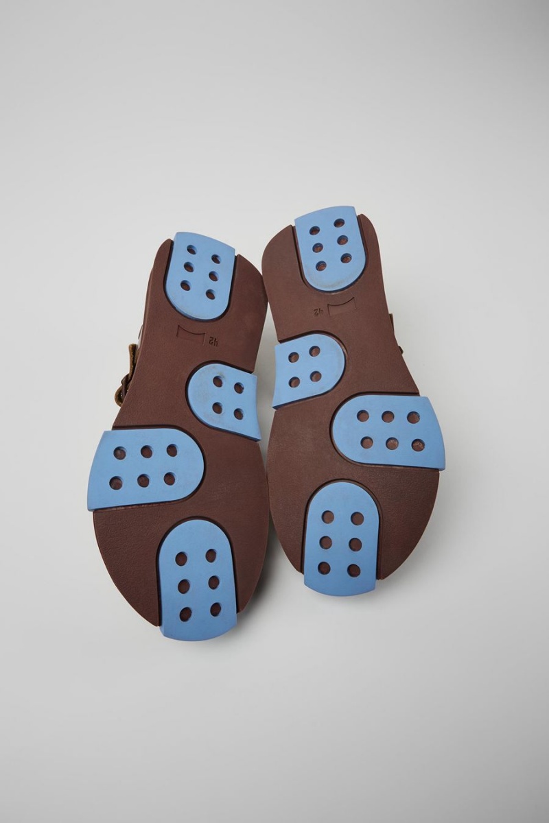 Sandalias Camper Set Cuero Hombre Burdeos | ODJTL-7153