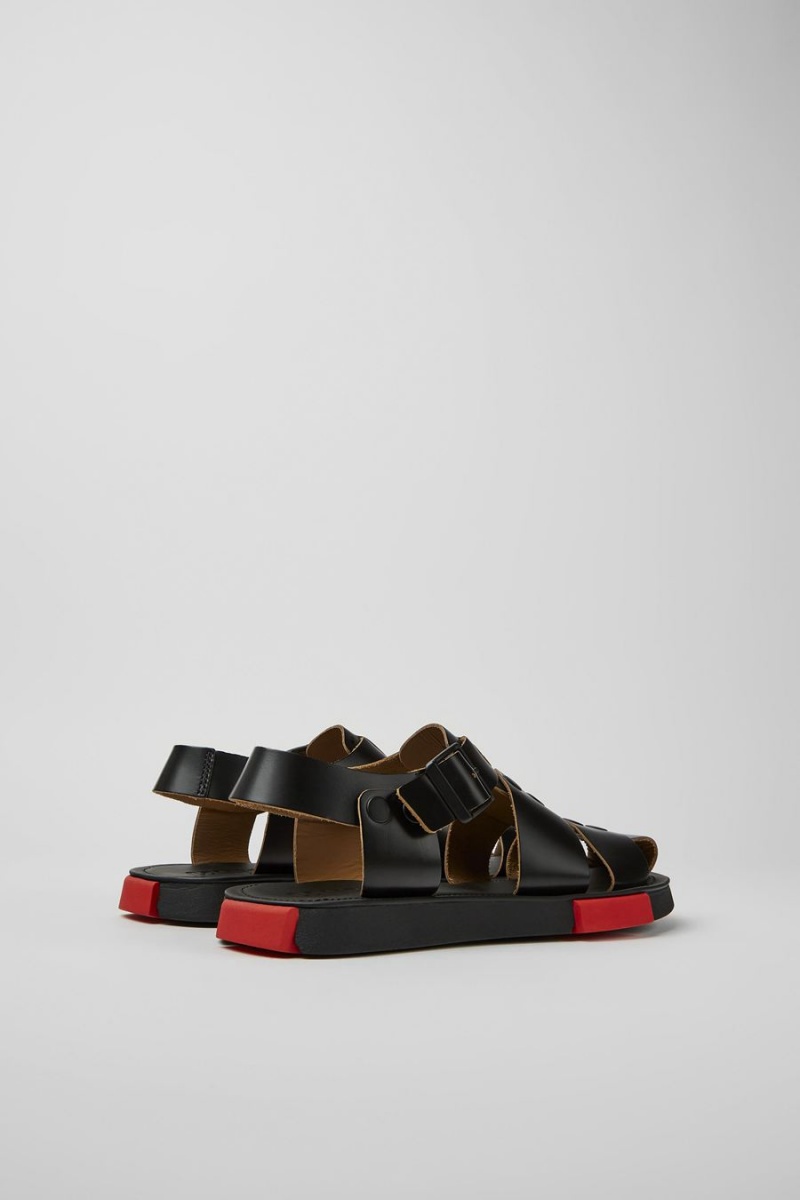 Sandalias Camper Set Cuero Hombre Negras | QKTVG-7352