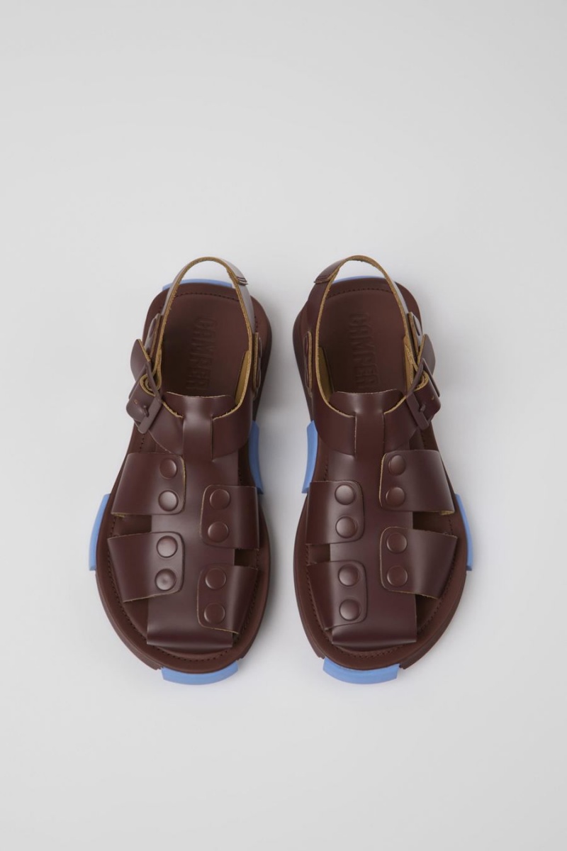 Sandalias Camper Set Cuero Mujer Burdeos | GXBLD-9672