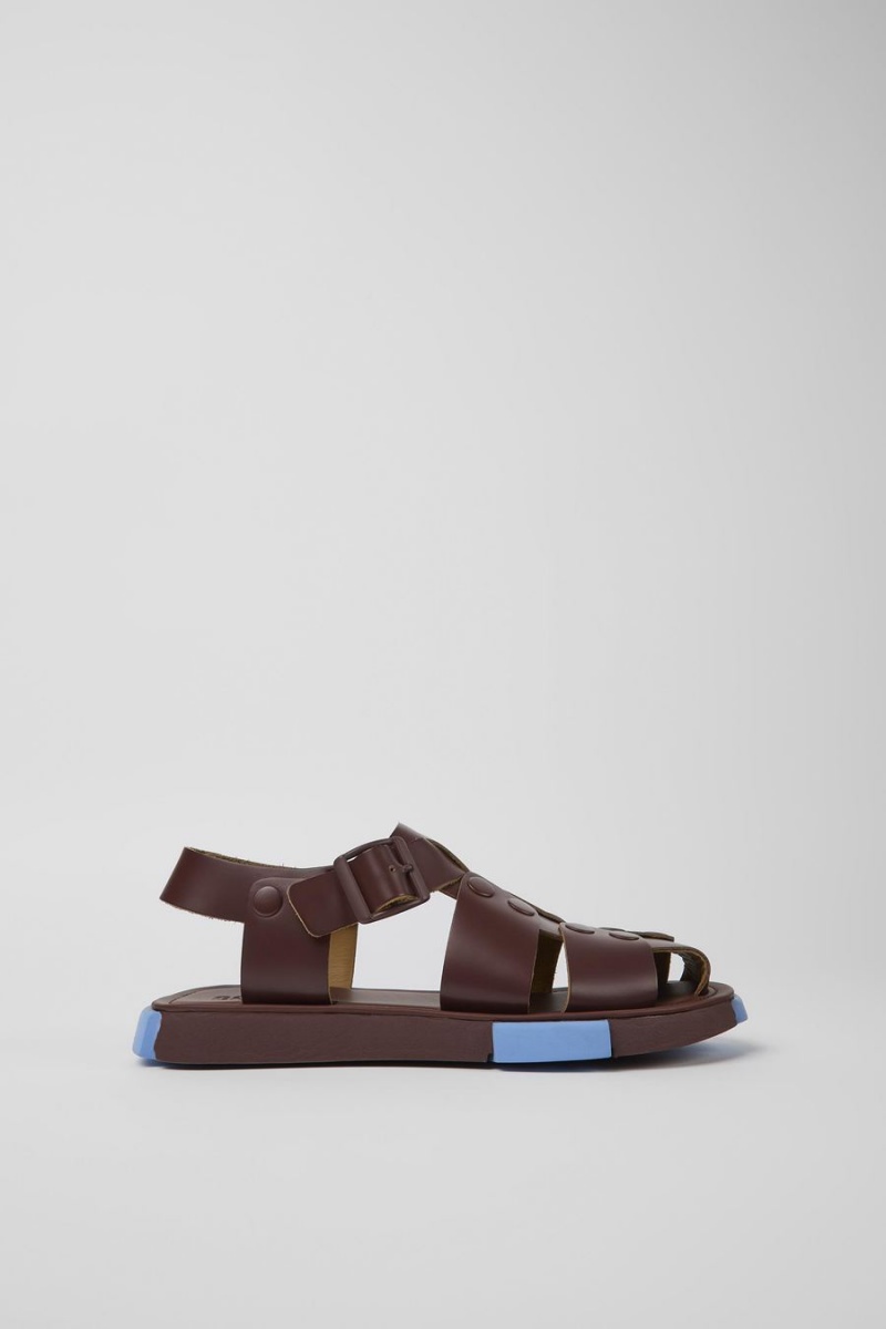Sandalias Camper Set Cuero Mujer Burdeos | GXBLD-9672
