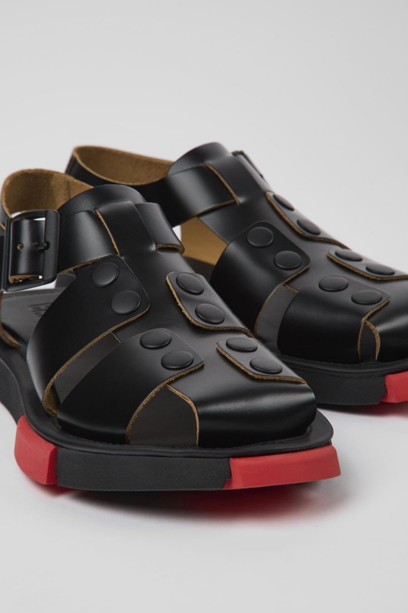 Sandalias Camper Set Cuero Mujer Negras | LFXKM-4962