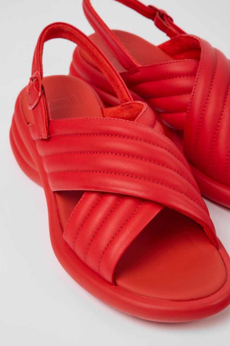 Sandalias Camper Spiro Cuero Mujer Rojas | LIQTH-7241