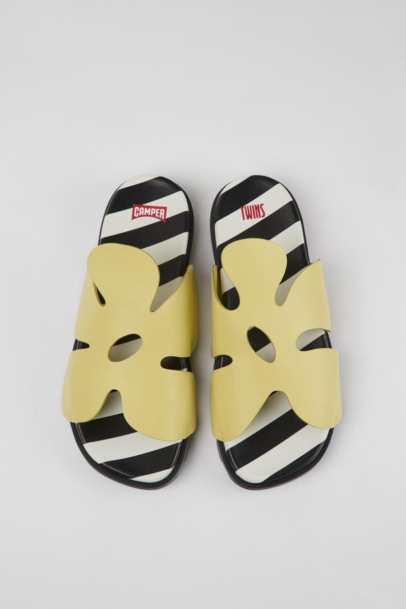Sandalias Camper Twins Cuero Hombre Amarillo | RKWPQ-6327